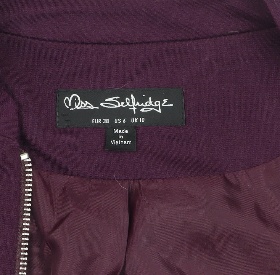 Miss Selfridge Women's Purple Bomber Jacket Size 10