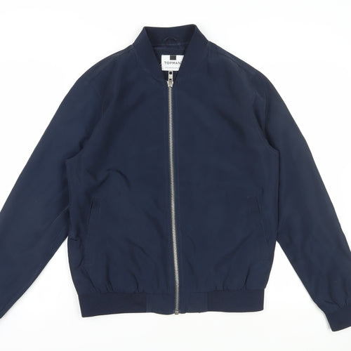 Topman Men's Blue Bomber Jacket - M