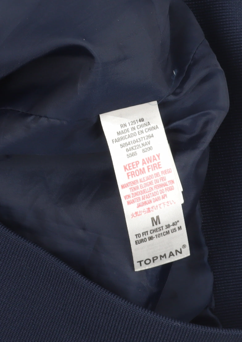 Topman Men's Blue Bomber Jacket - M