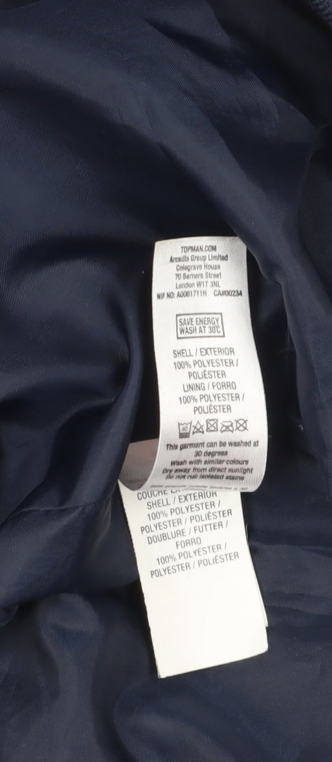Topman Men's Blue Bomber Jacket - M