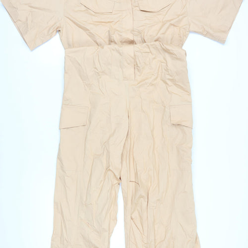 Zara Women's Beige Coverall Jumpsuit - Size 8