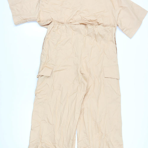 Zara Women's Beige Coverall Jumpsuit - Size 8