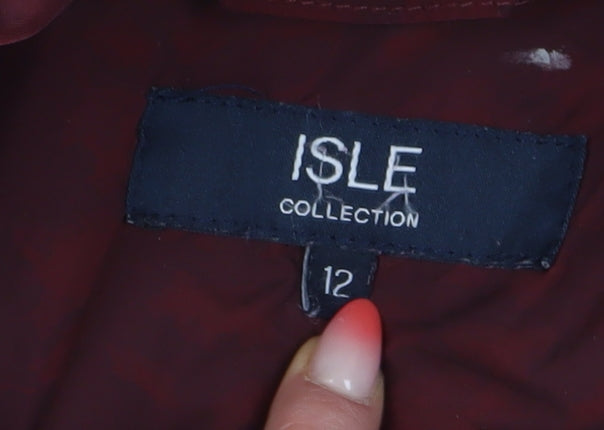 Isle Collection Women's Red Quilted Coat in Size 12