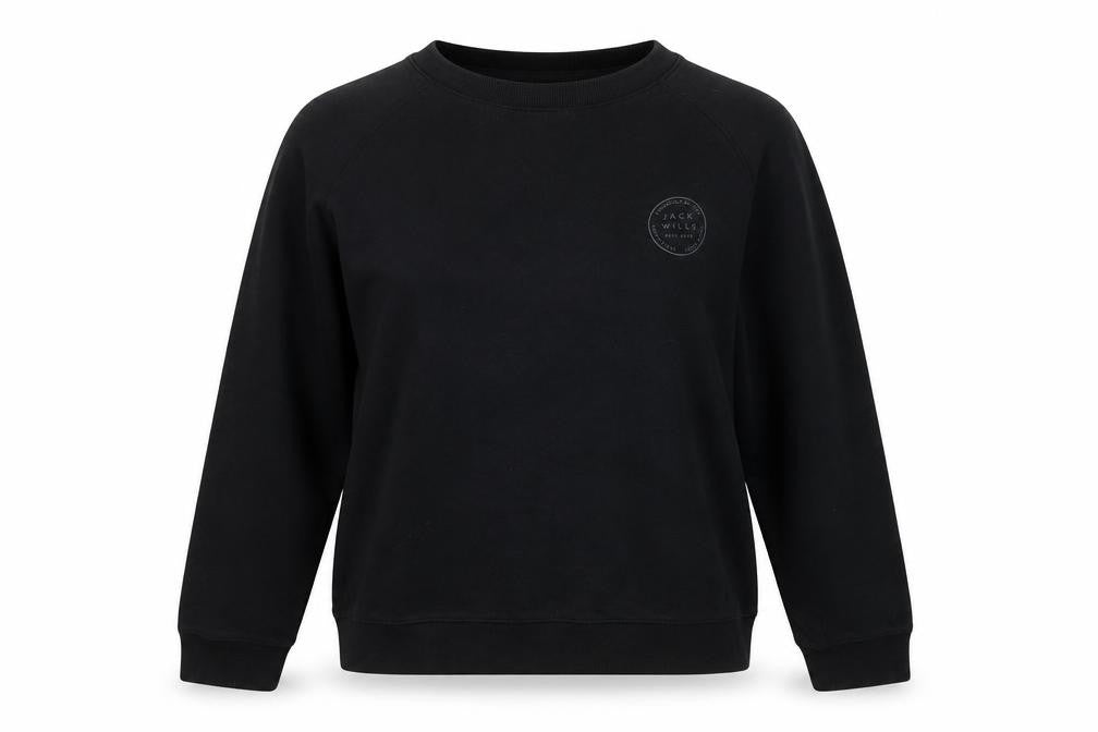 Front view of Jack Wills Women's Black Pullover Sweatshirt UK 8