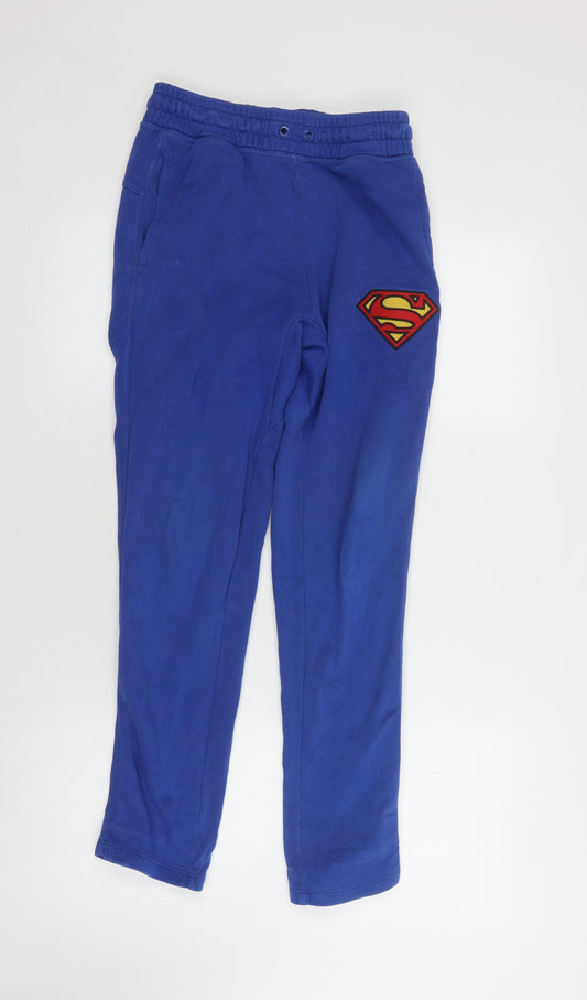Front view of Gap Teens Blue Superman Joggers, size 14, Cotton Blend, Casual