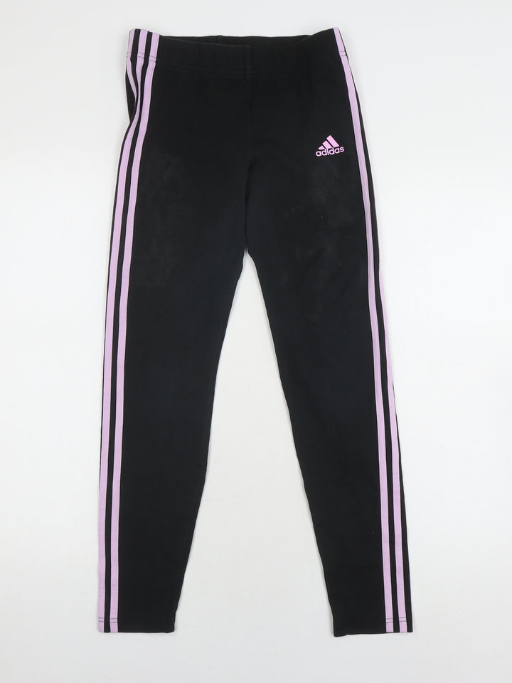 Adidas Girls Black Track Pants L Regular Fit Activewear