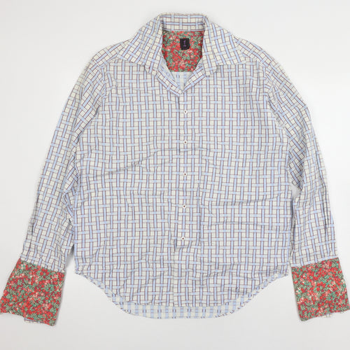 Men's Multicoloured Checked Cotton Shirt - Size L