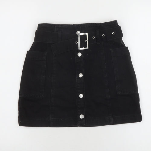 Topshop Women's Black Mini Denim Skirt Size 6