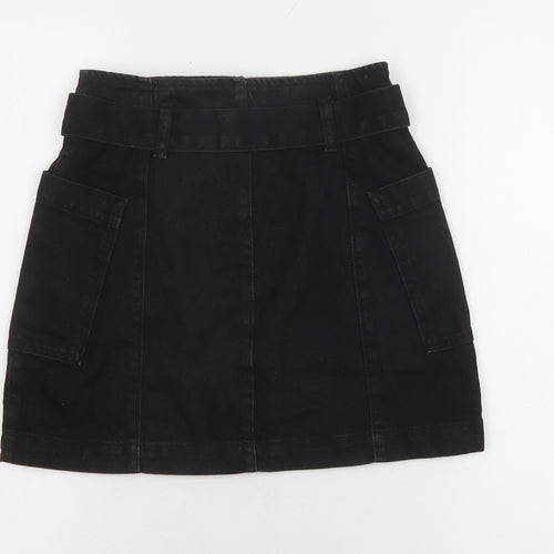 Topshop Women's Black Mini Denim Skirt Size 6