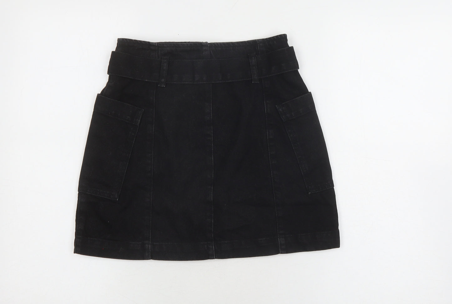 Topshop Women's Black Mini Denim Skirt Size 6