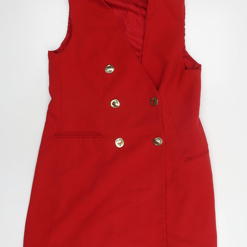 Zara Red Vest Waistcoat Unisex L Button Casual