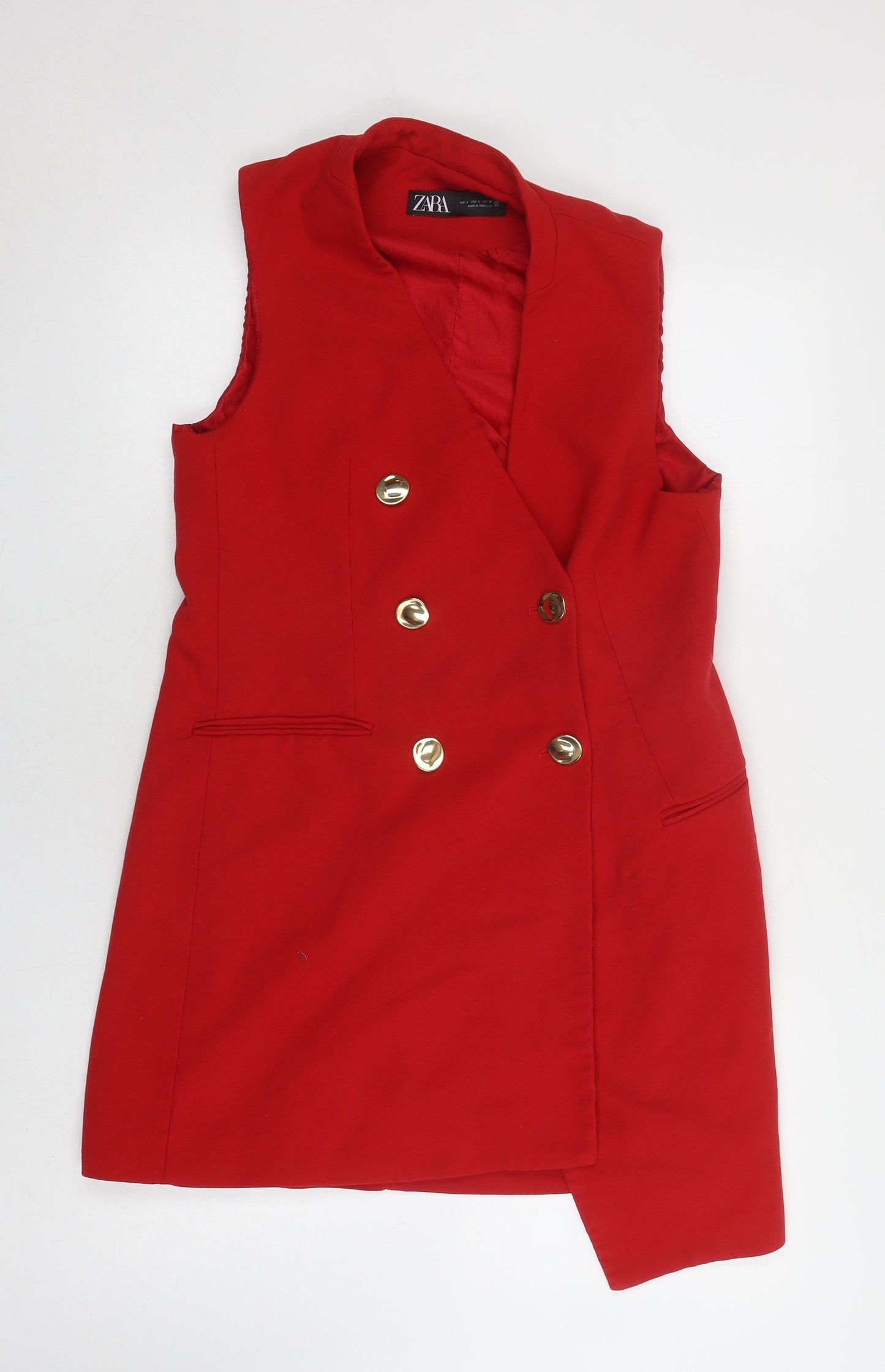 Zara Red Vest Waistcoat Unisex L Button Casual