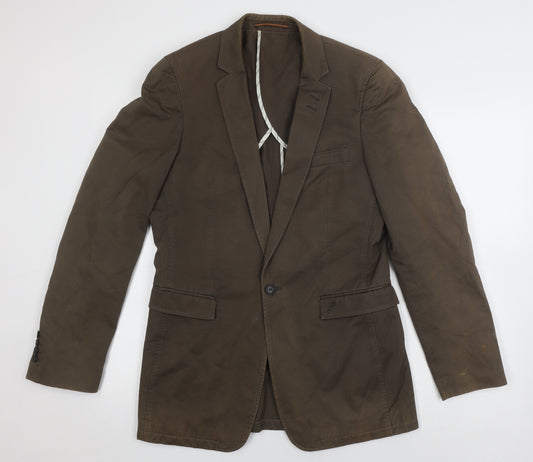 Topman Men's Brown Blazer, Size 36, Single-Breasted