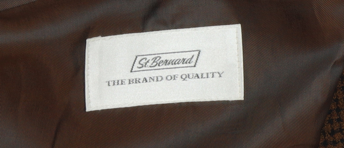St. Bernard Men's Brown Check Blazer, Size 44 Regular