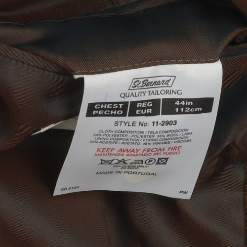 St. Bernard Men's Brown Check Blazer, Size 44 Regular