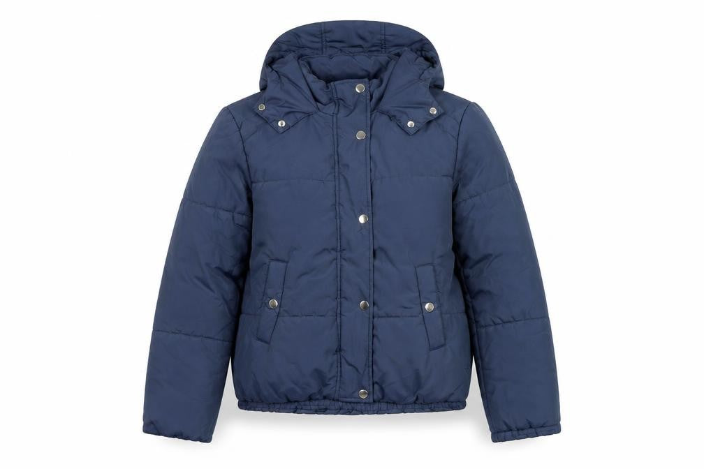 Front view of Marks & Spencer Women's Blue Puffer Jacket, size 6