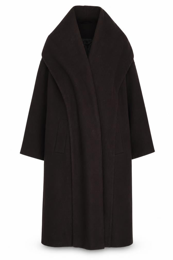Front view of ASOS DESIGN Women's Black Long Overcoat, size 4