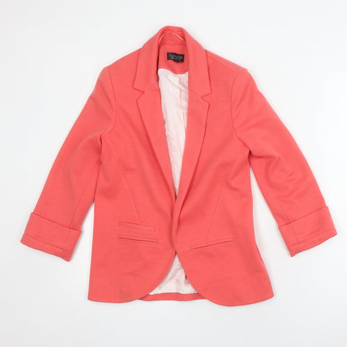 Topshop Women's Pink Blazer Size 8 Regular 3/4 Sleeve