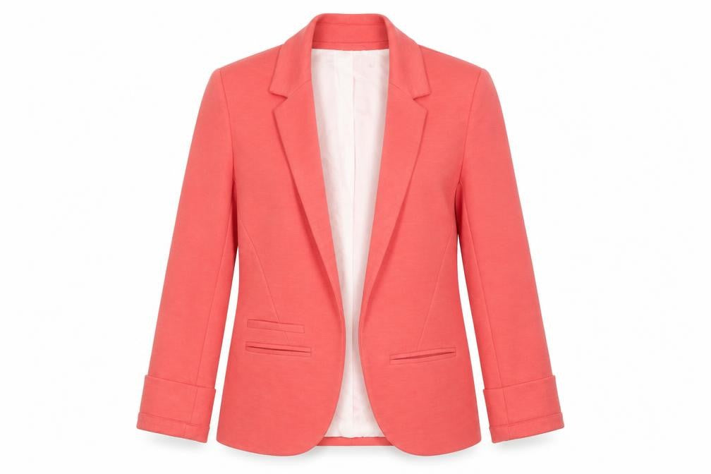 Front view of Topshop Women's Pink Blazer, size 8, Regular 3/4 Sleeve