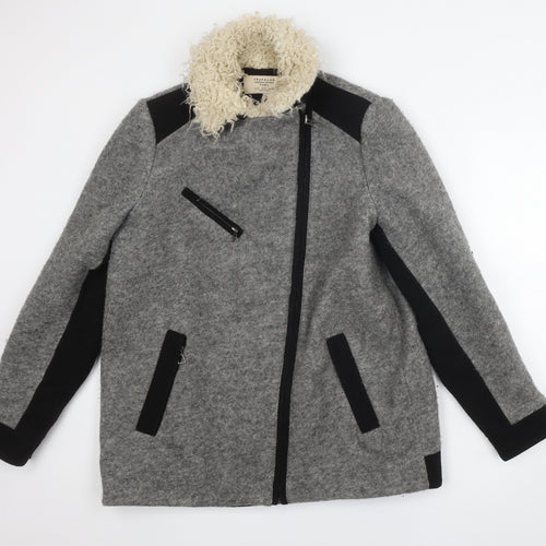 Zara Women's Grey Motorcycle Jacket, Size 14, Autumn/Winter