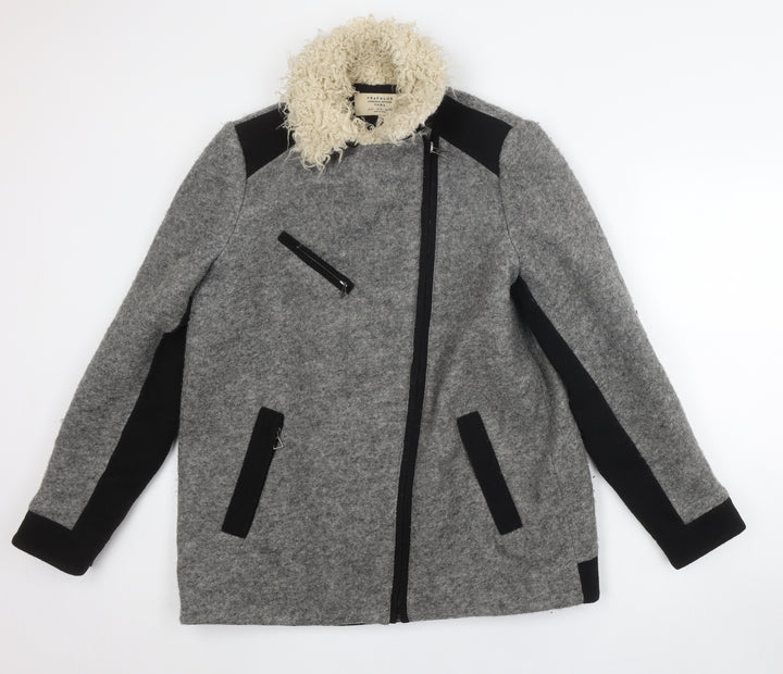 Zara Women's Grey Motorcycle Jacket, Size 14, Autumn/Winter