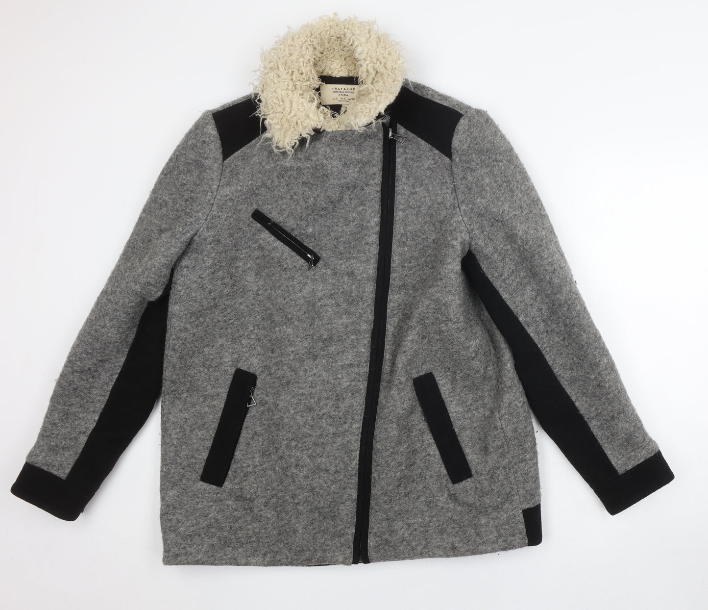 Zara Women's Grey Motorcycle Jacket, Size 14, Autumn/Winter
