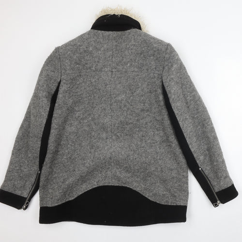 Zara Women's Grey Motorcycle Jacket, Size 14, Autumn/Winter
