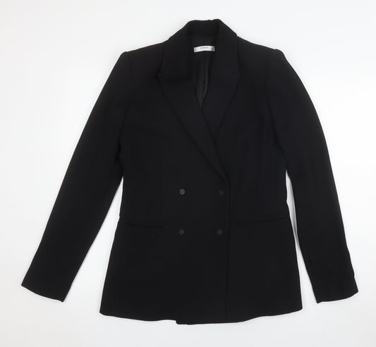 Mango Women's Black Double-Breasted Blazer - Size 10