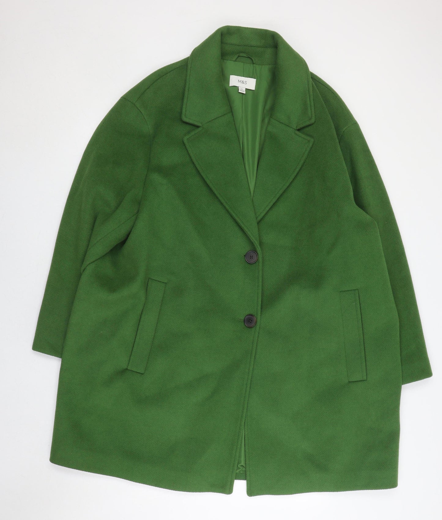 Marks and Spencer Women's Green Overcoat, Size 24