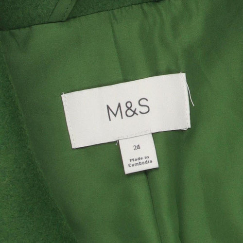 Marks and Spencer Women's Green Overcoat, Size 24