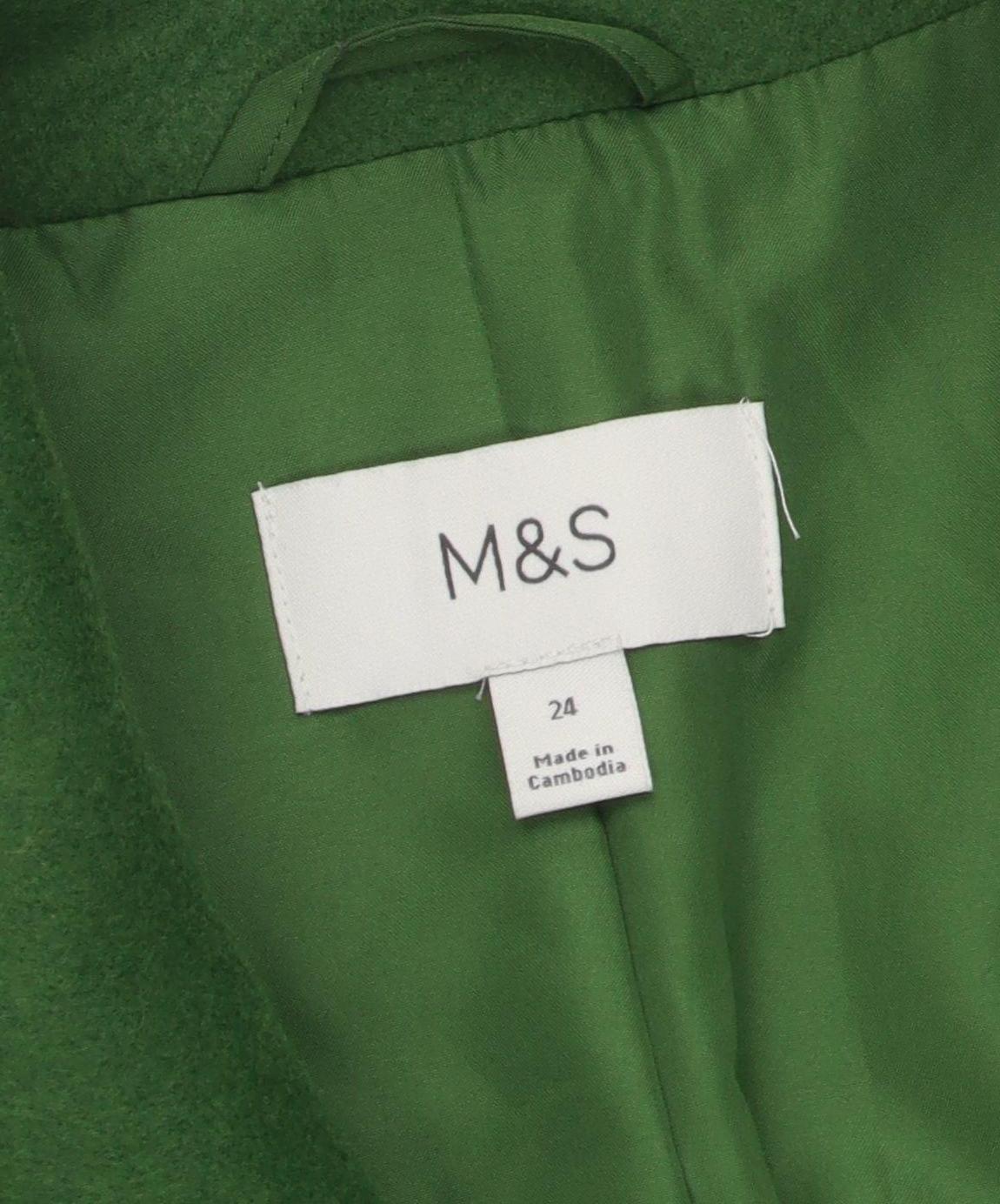 Marks and Spencer Women's Green Overcoat, Size 24