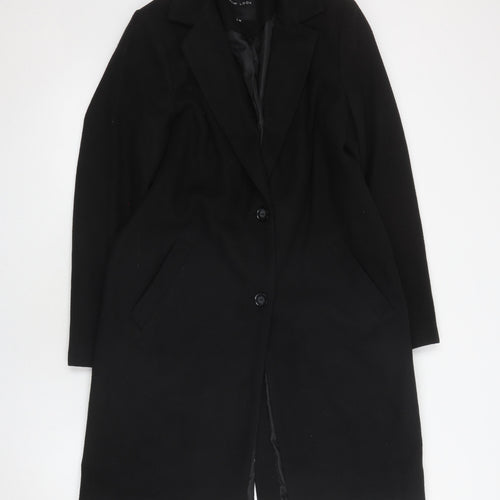 New Look Women's Black Long Overcoat, Size 10