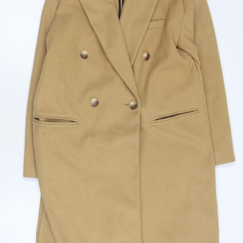 Topshop Women's Beige Long Overcoat Size 10