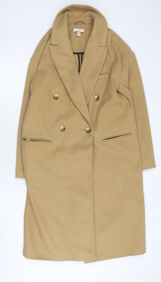 Topshop Women's Beige Long Overcoat Size 10