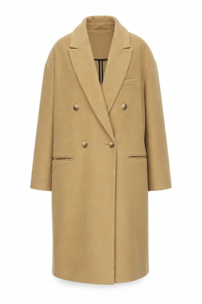Front view of Topshop Women's Beige Long Overcoat, size 10