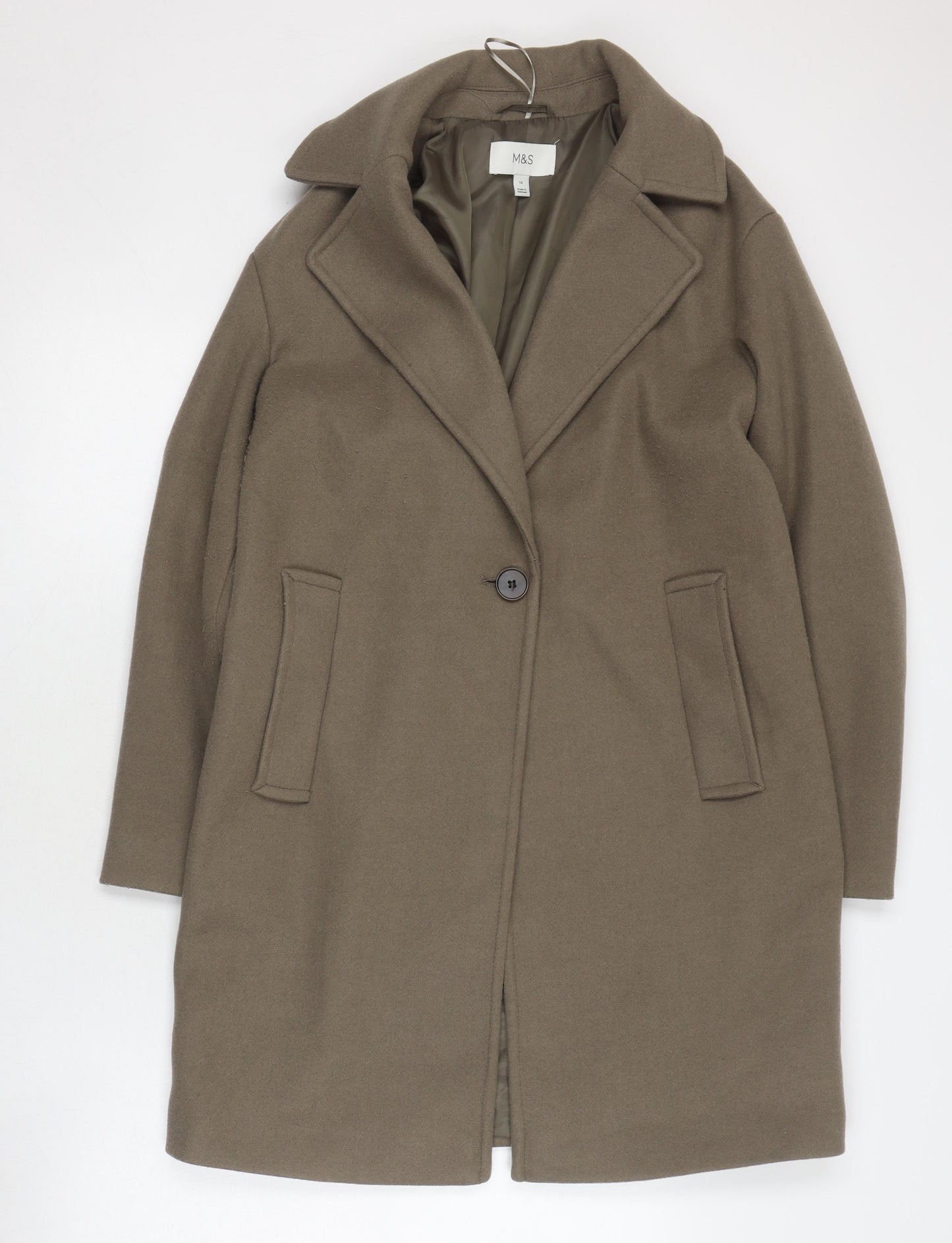 Marks and Spencer Green Women's Overcoat Size 10