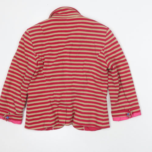 Zara Women Red Stripe Blazer, Size M, Cotton, Casual