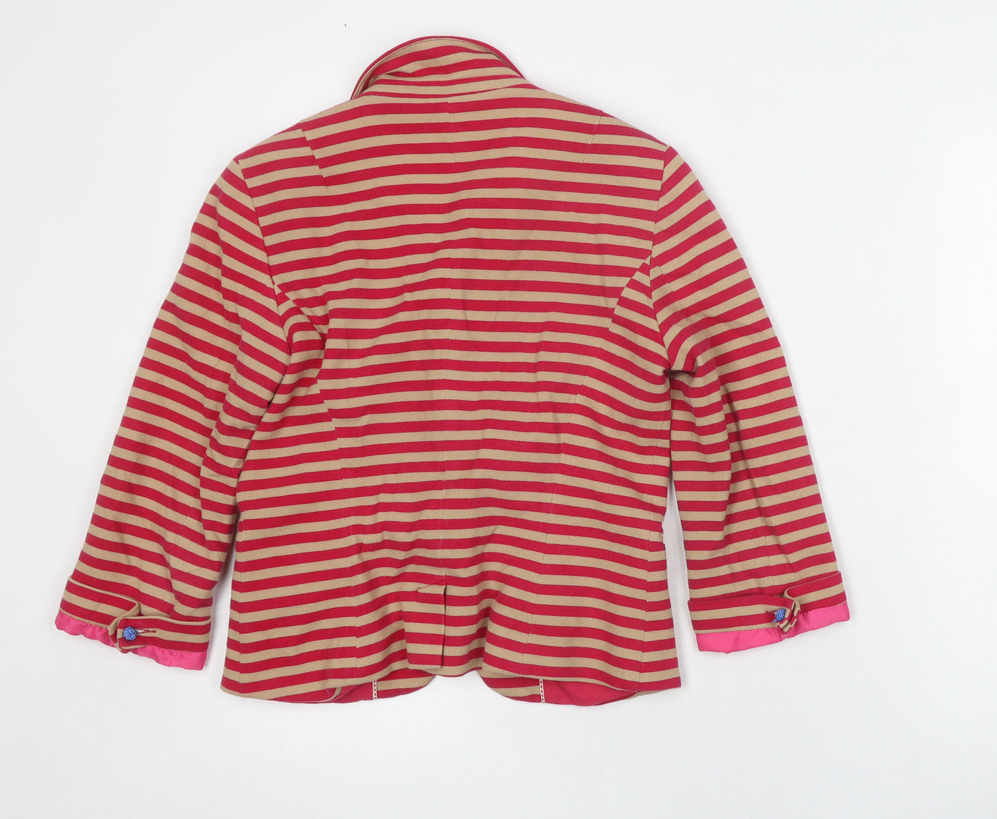 Zara Women Red Stripe Blazer, Size M, Cotton, Casual