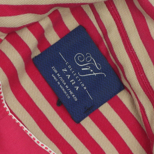 Zara Women Red Stripe Blazer, Size M, Cotton, Casual