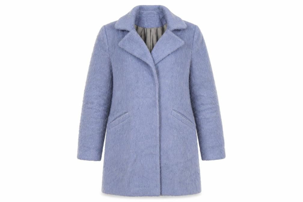 Front view of Topshop Women's Purple Overcoat, size 10, Regular Fit