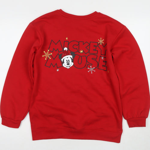 Disney Girls Red Mickey Mouse Sequin Pullover Hoodie 13-14Y