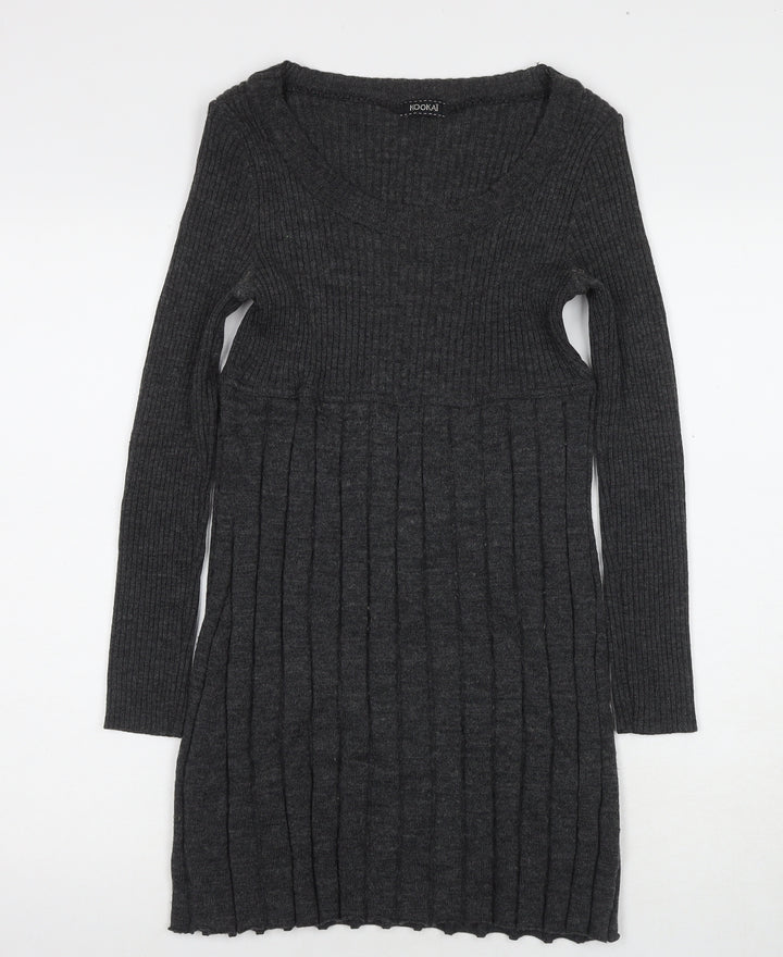 Kookai Women's Grey Pullover Jumper, Scoop Neck, Size 13