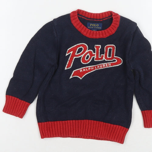 Polo Ralph Lauren Boys Navy Jumper, 7 Years, Crew Neck Pullover