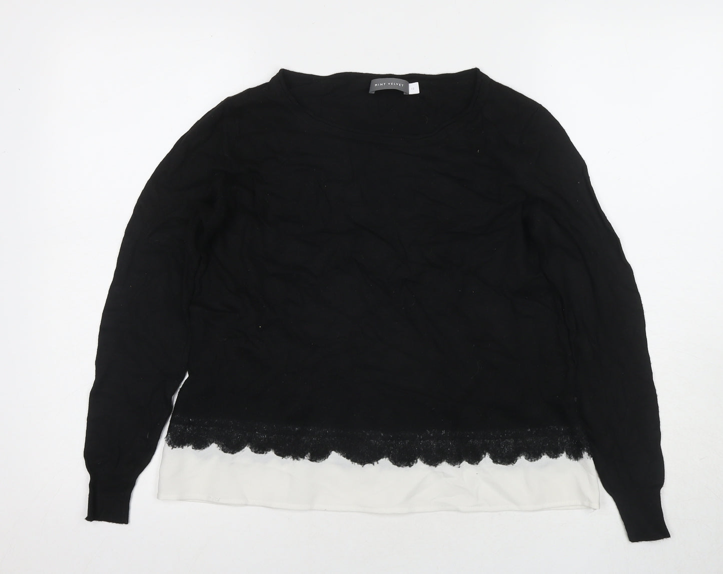 Mint Velvet Women's Black Jumper Size 12 Crew Neck