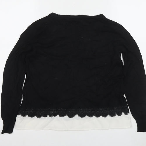 Mint Velvet Women's Black Jumper Size 12 Crew Neck