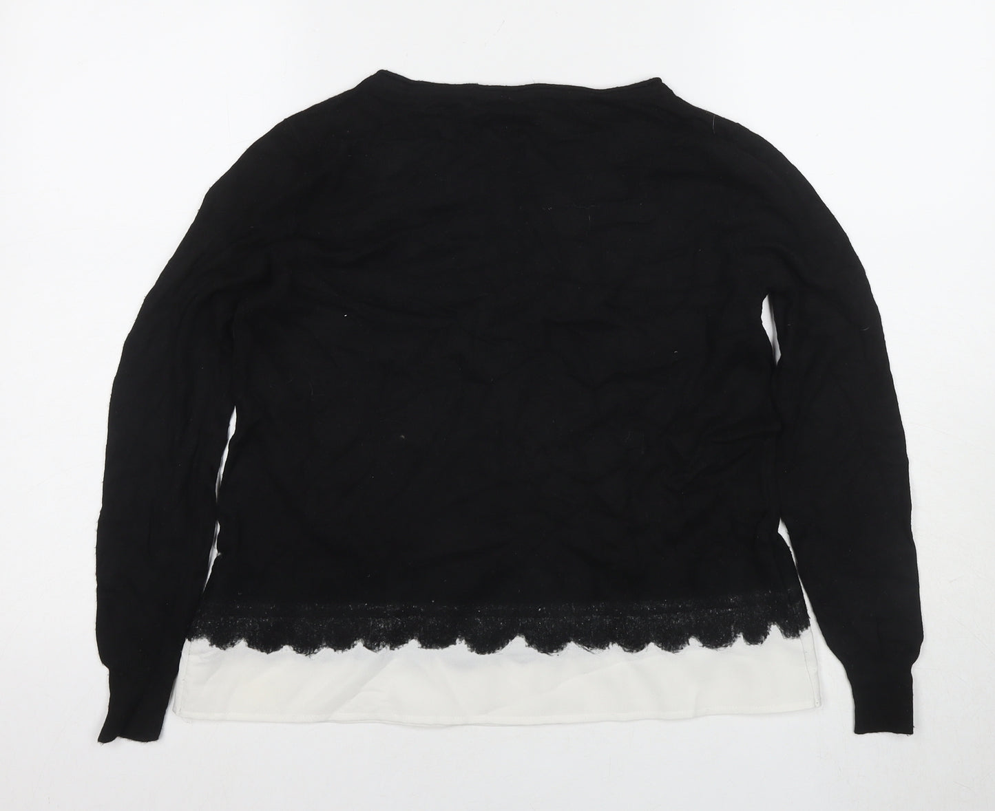 Mint Velvet Women's Black Jumper Size 12 Crew Neck