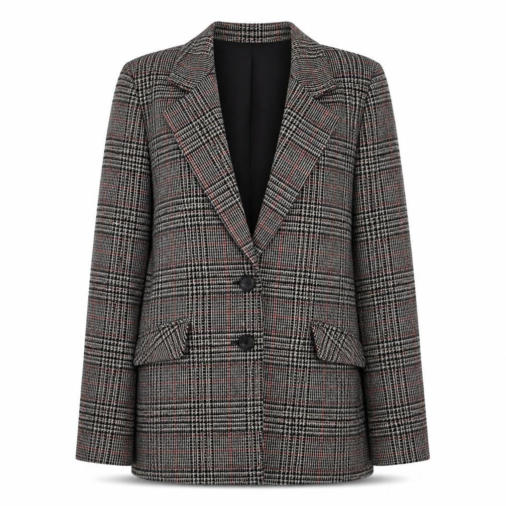 Front view of Reldan Women's Multicoloured Wool Check Jacket, size 10