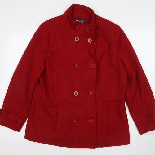 Maine New England Women's Red Pea Coat Size 16 Classic Style