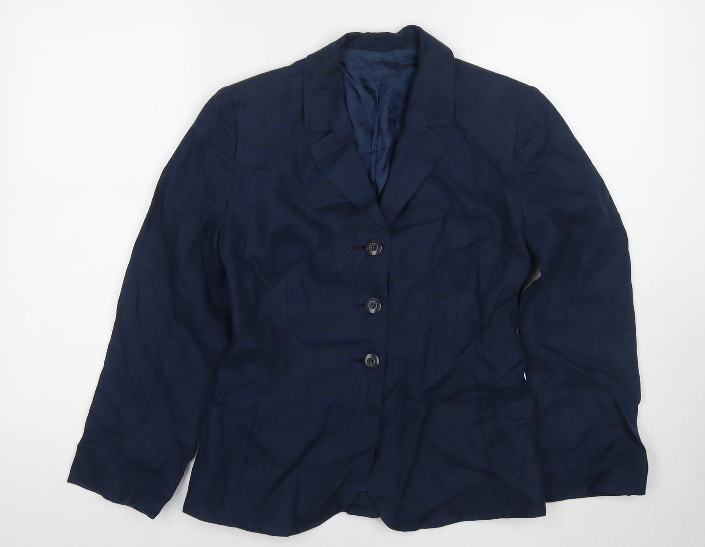 Hobbs Women's Blue Linen Blazer Size 8 Button Casual