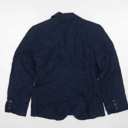 Hobbs Women's Blue Linen Blazer Size 8 Button Casual